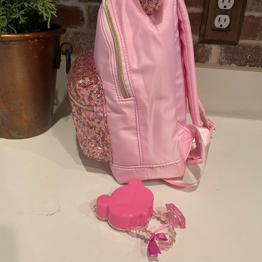 Bibbidi Bobbidi Boutique Sparkle Sequin Pink Backpack and Jewelry set - Picture 4 of 6